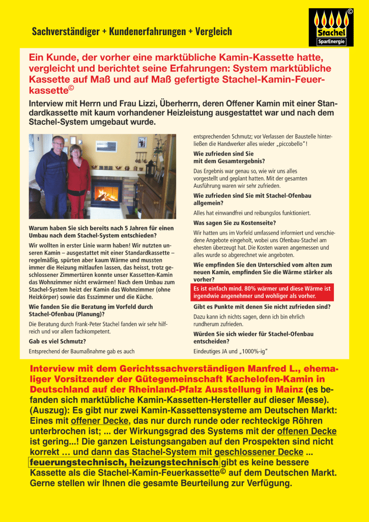 Stachel Feuerkassette voher nacher